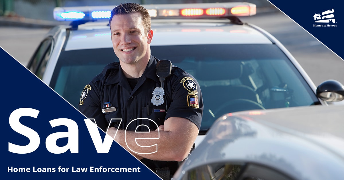 Male police officer leaning on hood of police vehicle with arms crossed smiling in uniform