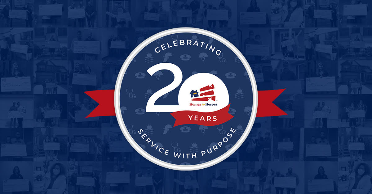 20 Years Service with Purpose Homes for Heroes Logo