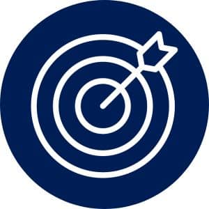 target arrow icon white on navy blue background