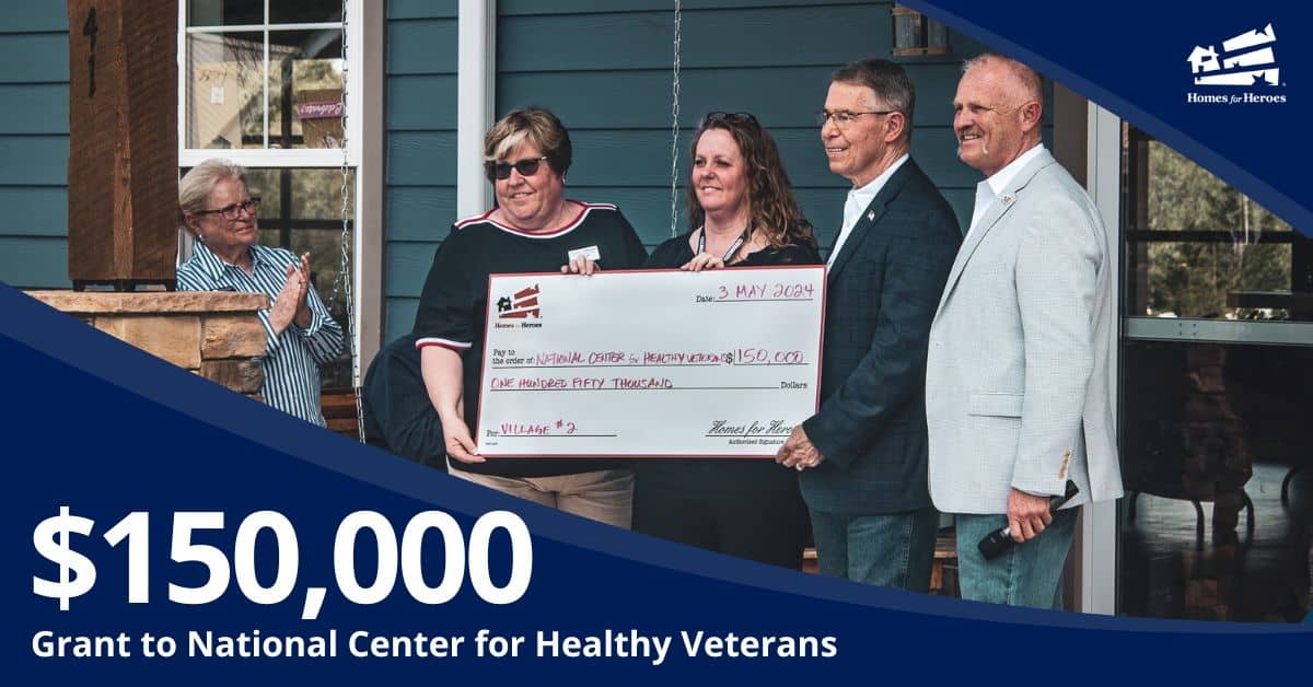 NCHV National Center Healthy Veterans grant pledge check presentation Homes for Heroes Foundation