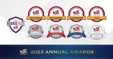 2023 Homes for Heroes Affiliate Annual Awards collage of badges