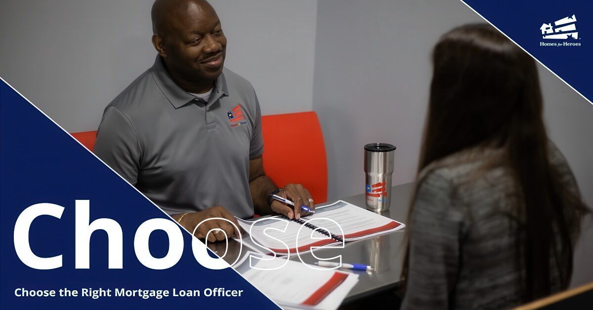 Male loan officer sharing paperwork with female buyer across a table