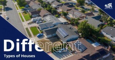 Aerial medium view of single family homes in a neighborhood