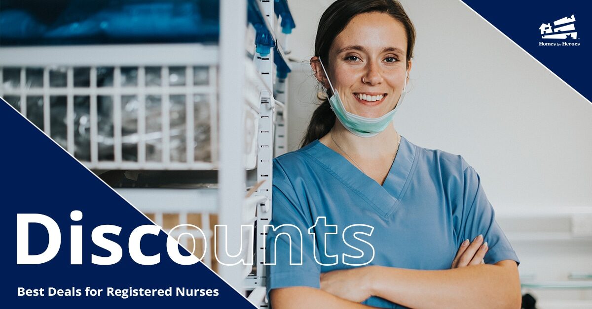 Registered Nurse Leaning Against Supply Case Wearing Scrubs and a Mask Crossing Her Arms and Smiling