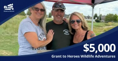 Heroes Wildlife Adventures IN receives 5000 grant from Homes for Heroes Foundation features Dee Otis Angie at outdoor event under tent