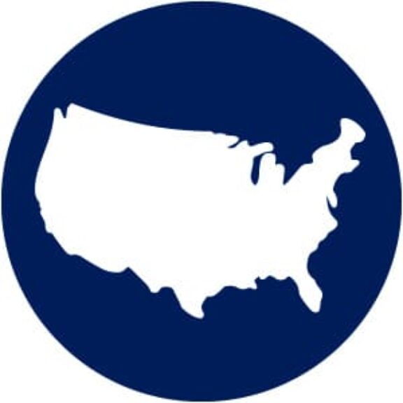 us map white icon blue background