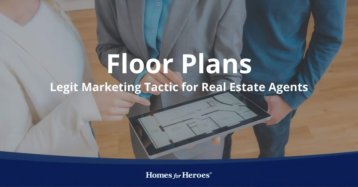 agent holding tablet showing client couple floor plans for real estate property they are interested in buying Homes for Heroes