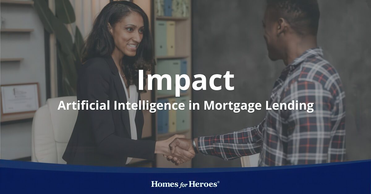 man shaking loan officer hand in office ai gives more time discuss mortgage lending options Homes for Heroes