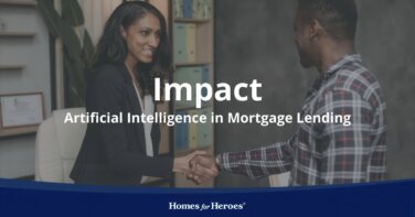 man shaking loan officer hand in office ai gives more time discuss mortgage lending options Homes for Heroes