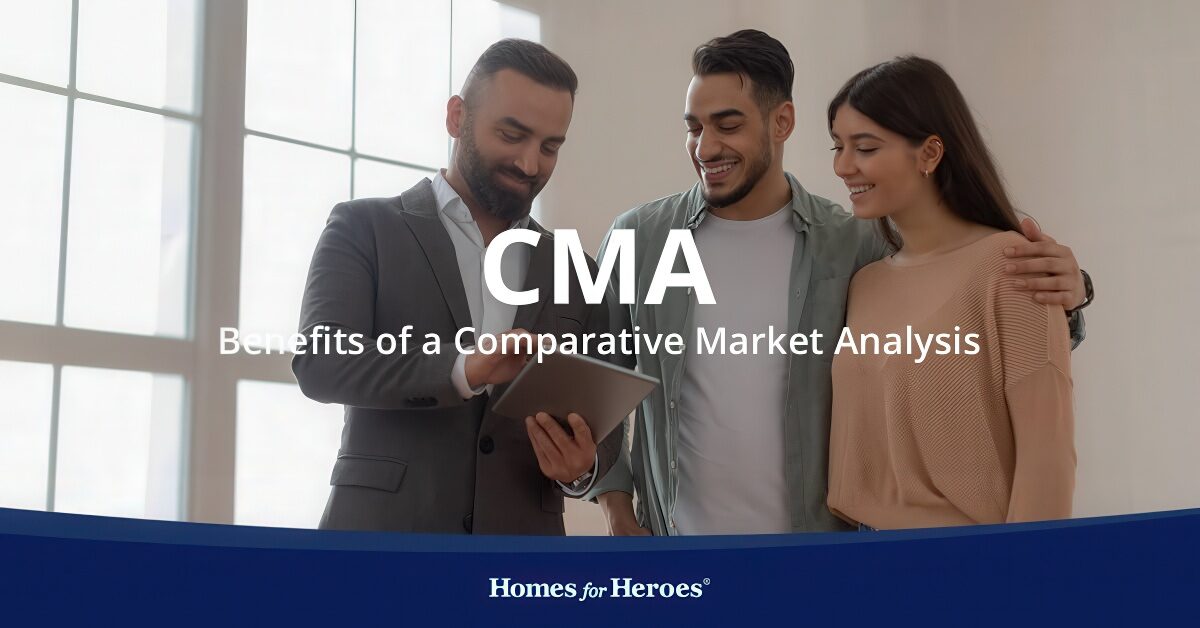 real estate agent showing couple their comparative market analysis