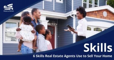 what do real estate agents do to sell home market listing agent with home buyer couple family and three kids show sellers house Homes for Heroes