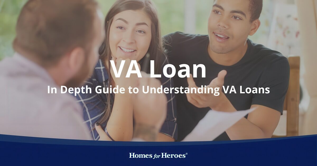 young first time home buyer couple sitting at desk learning about va loan from loan officer Homes for Heroes