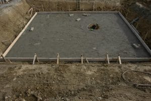 poured concrete foundation for a brick home