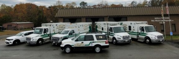 Hollywood Volunteer Rescue Squad fleet outside building